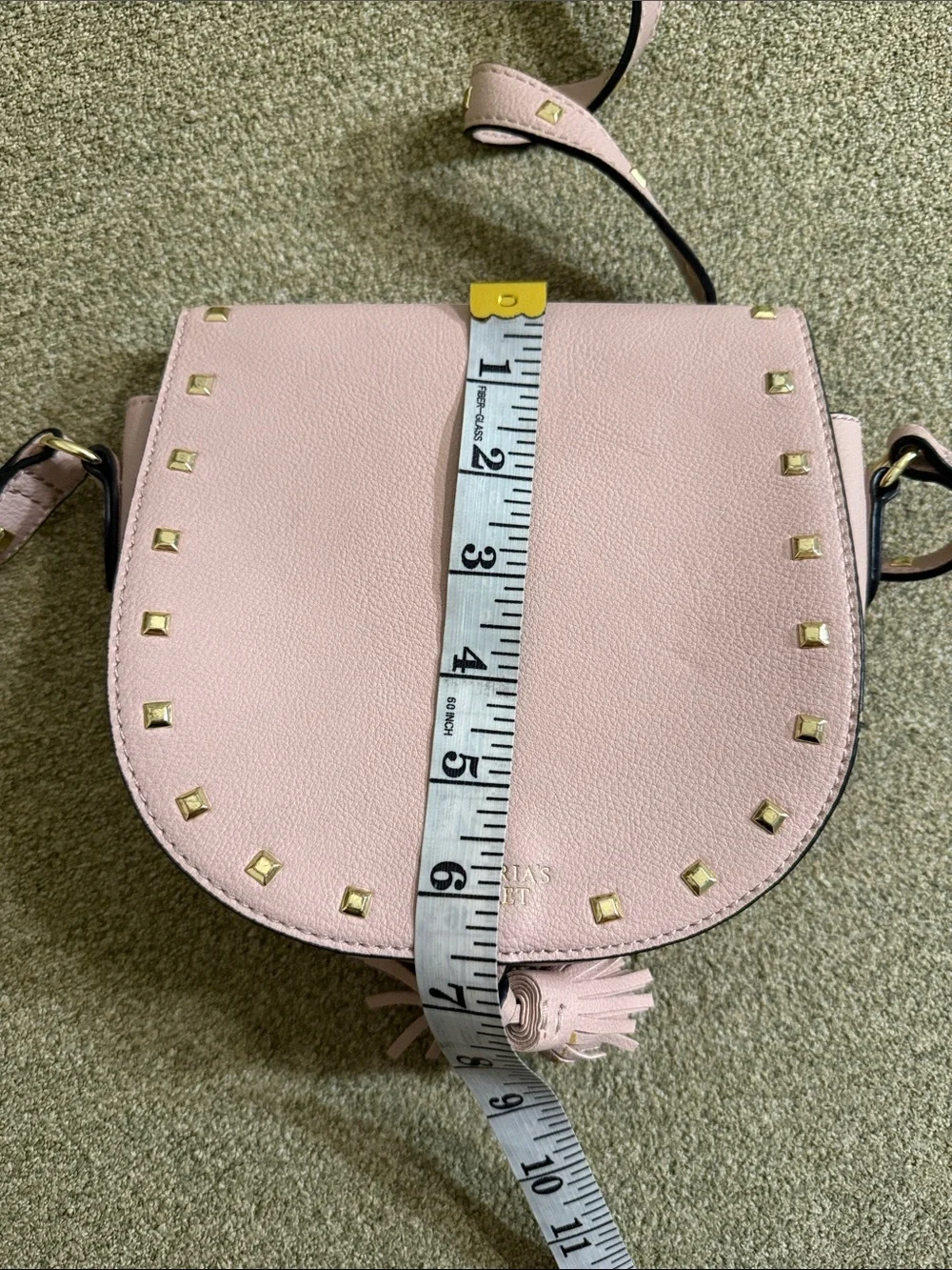 Victorias Secret Crossbody Bag Festival Pink Studded Tassels Adjustable Strap